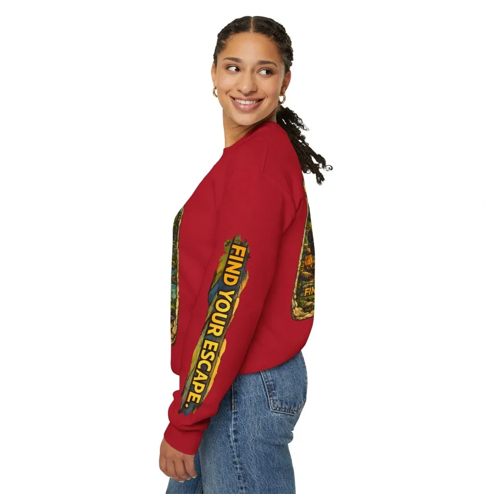 5210612173326637699_2048.jpeg Unisex Heavy Blend™ Crewneck Sweatshirt — "Find Your Escape" Design Cubic-Line