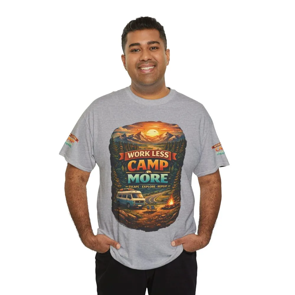 5220380440879586459_2048.jpeg Unisex Heavy Cotton Tee — "Work Less-Camp More" Design Scenic-Line