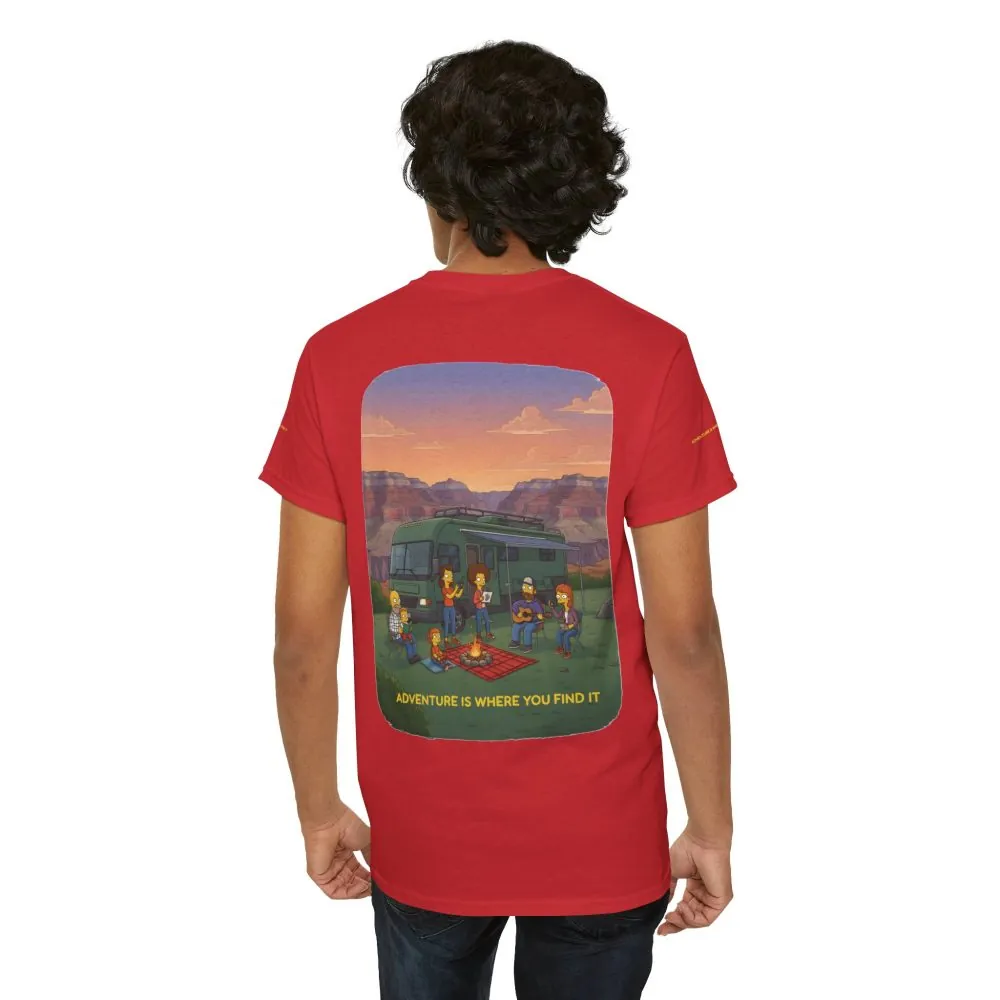 Unisex Heavy Cotton Tee — "Adventure Is Where You Find It" Design Sitcom-Line