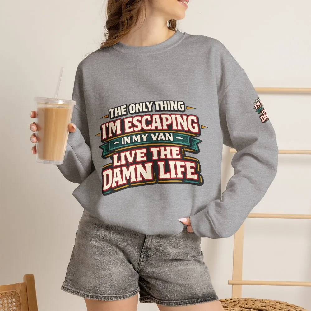 Unisex Heavy Blend™ Crewneck Sweatshirt — "The Only Thing I´m Escaping" Design F**K-Line