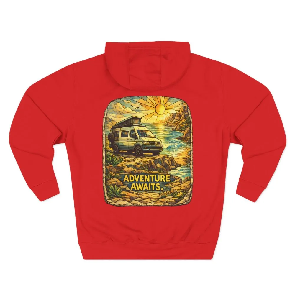 5254567954122972205_2048.jpeg Three-Panel Fleece Hoodie - "Adventure Awaits" Design Cubic-Line