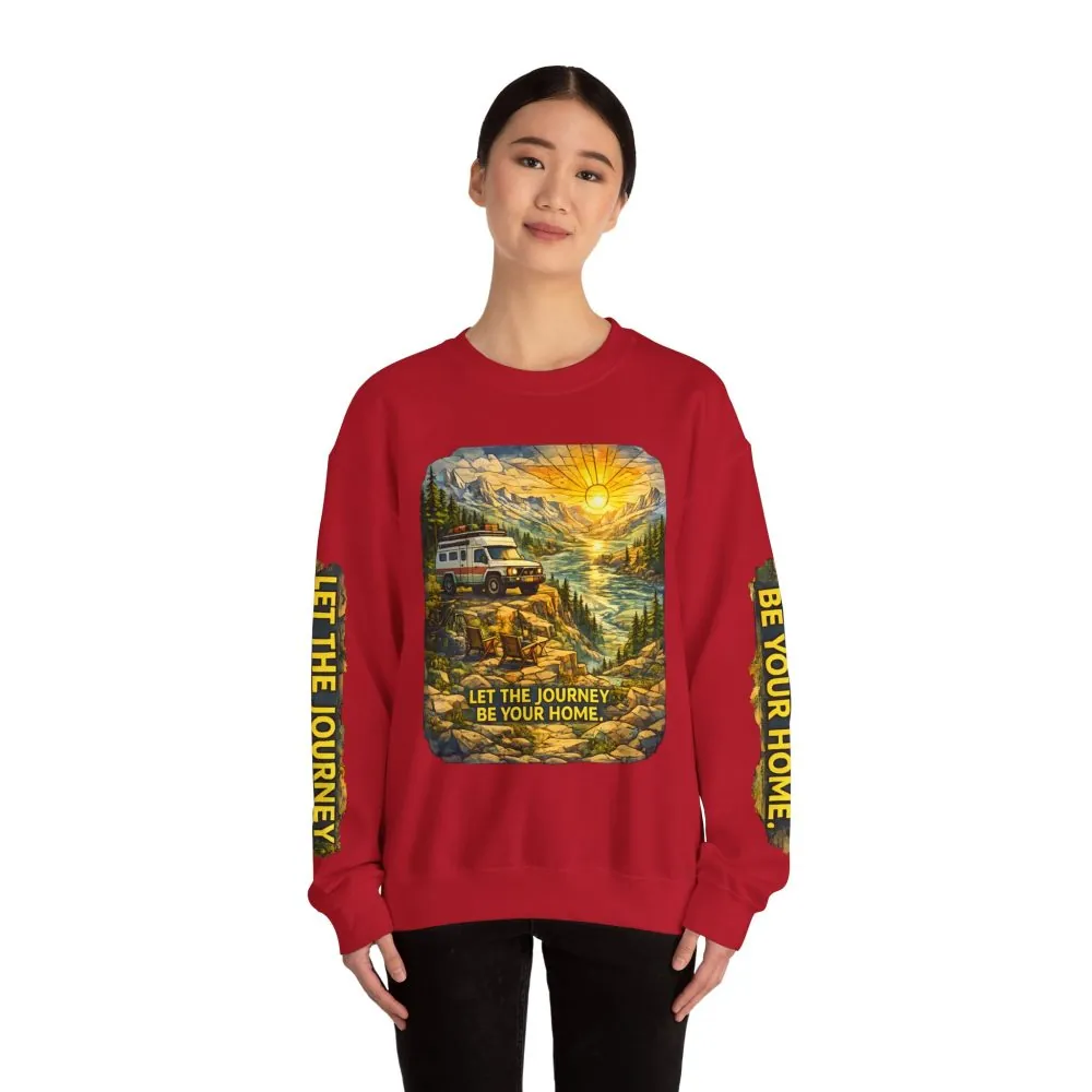 525863883691305707_2048.jpeg Unisex Heavy Blend™ Crewneck Sweatshirt — "Let The Journey Be Your Home" Design Cubic-Line