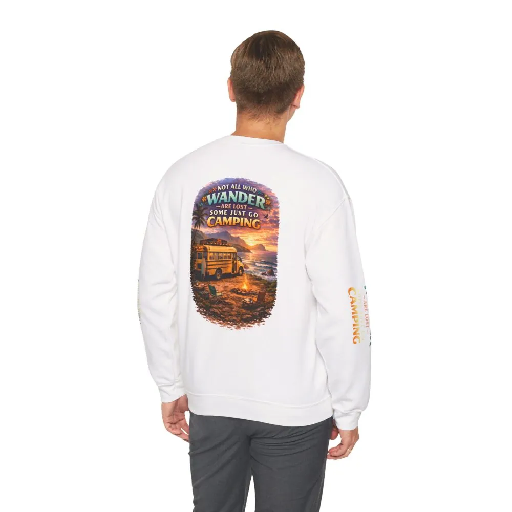 Unisex Heavy Blend™ Crewneck Sweatshirt — "Not All Who Wander Are Lost" Design Scenic-Line