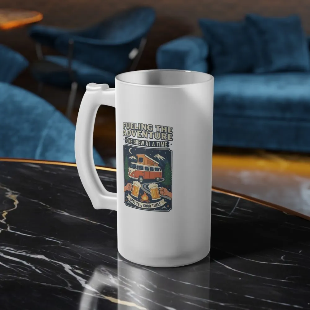 5264100990198106817_2048.jpeg Frosted Glass Beer Mug — "Feuling the adventure" Retro Cabin Adventure Design