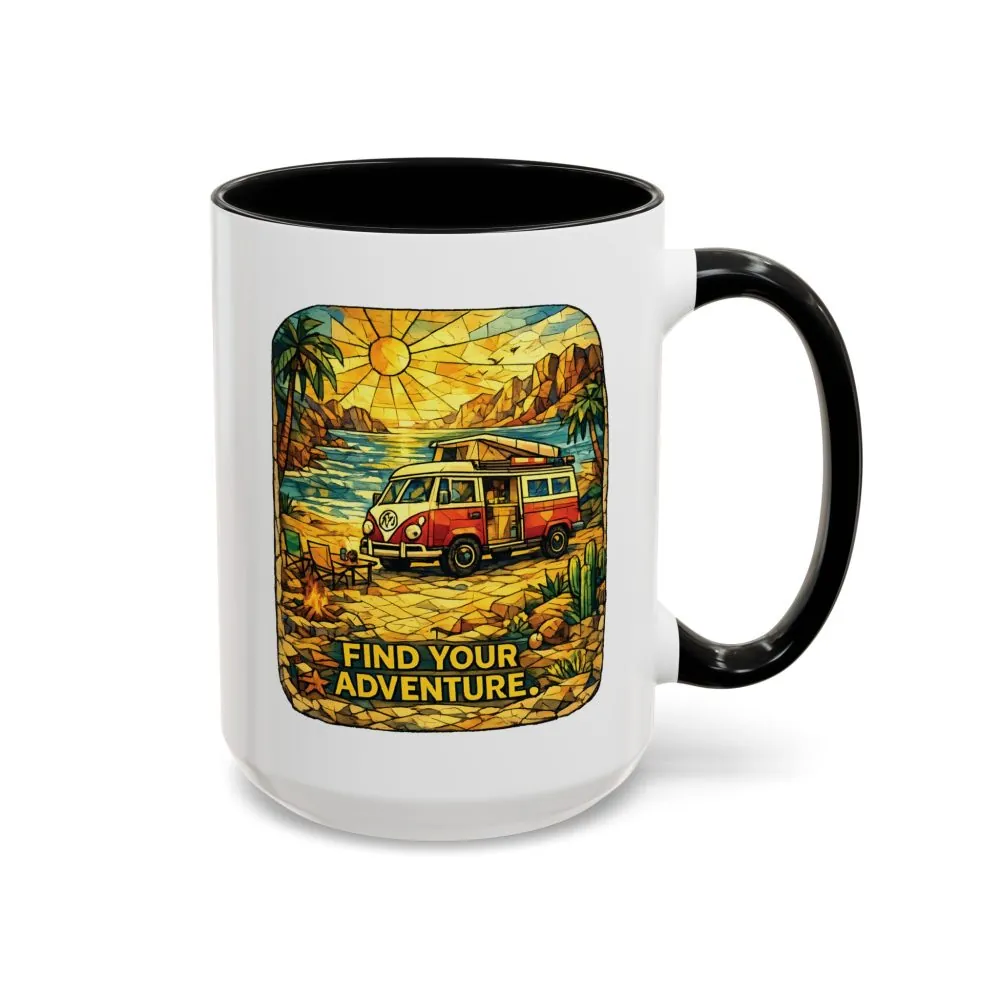 526445234253443224_2048.jpeg Accent Coffee Mug (11, 15oz) — ""Find Your Adventure"" Design Cubic-Line