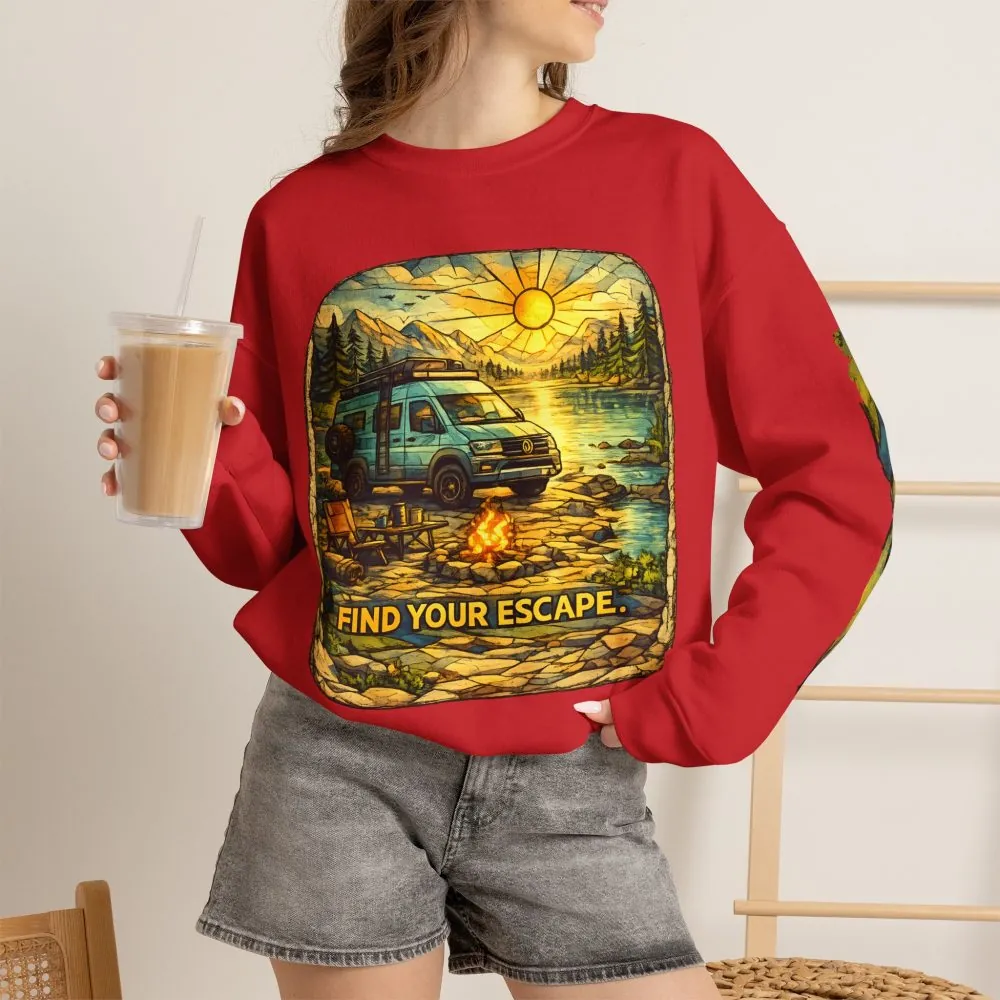 5270234946212677832_2048.jpeg Unisex Heavy Blend™ Crewneck Sweatshirt — "Find Your Escape" Design Cubic-Line