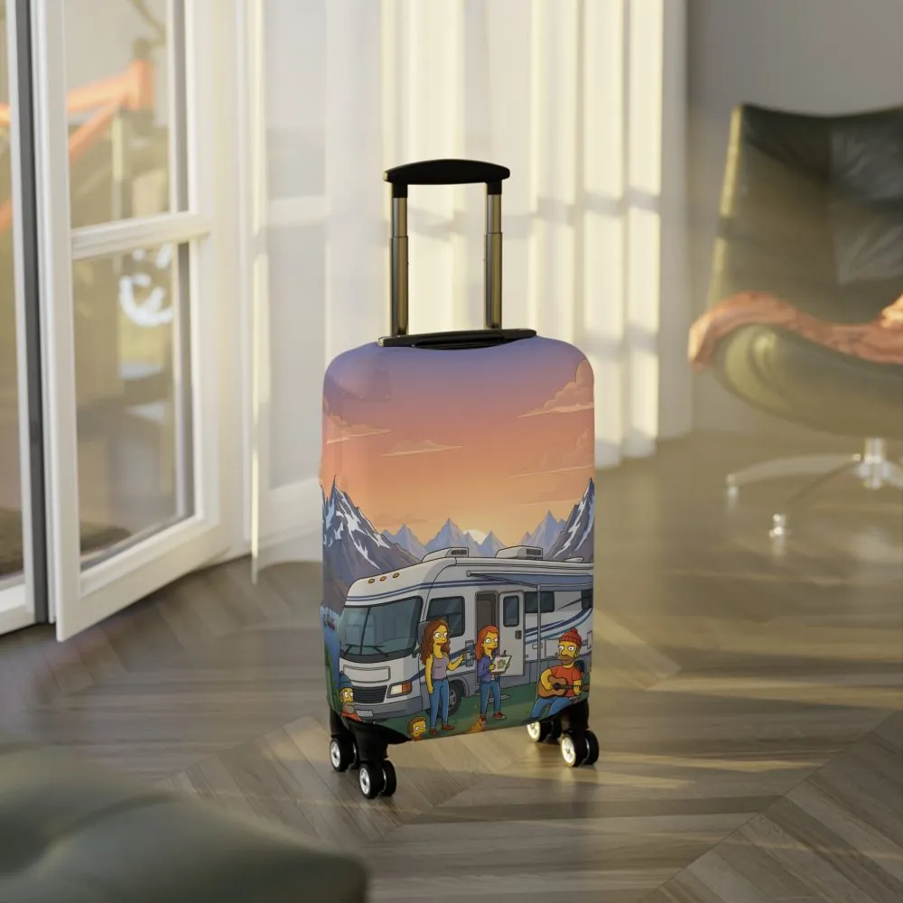Luggage Cover — Adventure Camper Sketch Travel Suitcase(Design Sitcom-Line)