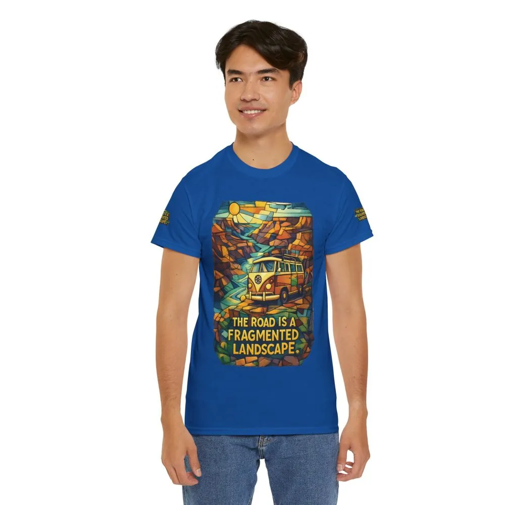 5280474848960814315_2048.jpeg Unisex Heavy Cotton Tee — "The Road Is A Fragmented Landscape" Design Cubic-Line