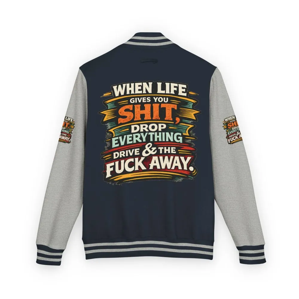 5283225572937998482_2048.jpeg Unisex Heavyweight Letterman Jacket — "When Live Gives You Shit" Design F**K-Line