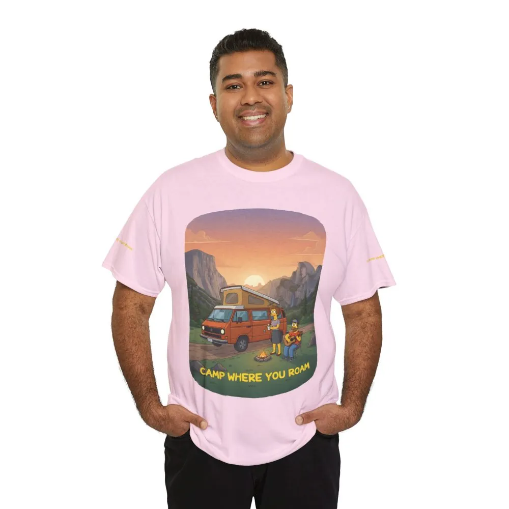 Unisex Heavy Cotton Tee — "Camp Where You Roam" Design Sitcom-Line