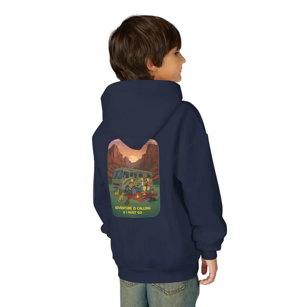 5284752020444082075_2048.jpeg Youth Hoodie(Gildan) – "Adventure Is Calling-I Must Go" (Design Sitcom-Line)