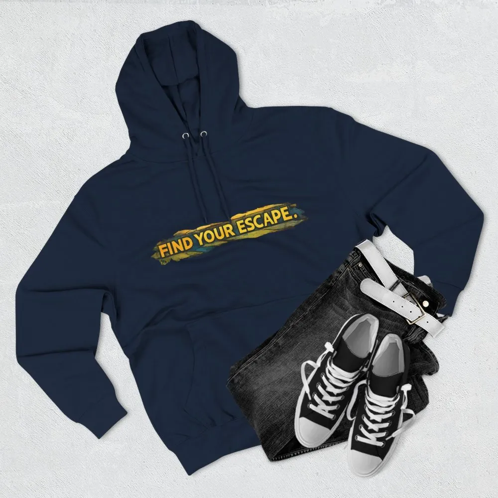 5292877395950059459_2048.jpeg Three-Panel Fleece Hoodie - "Find Your Escape" Design Cubic-Line