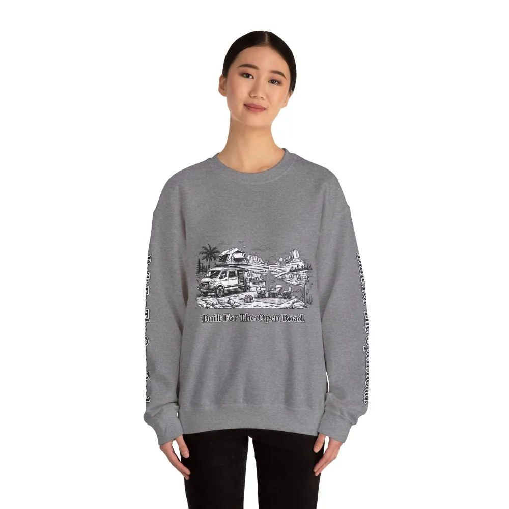529584077775974504_2048.jpeg Unisex Heavy Blend™ Crewneck Sweatshirt — "Built For The Open Road" Design Minimal-Line