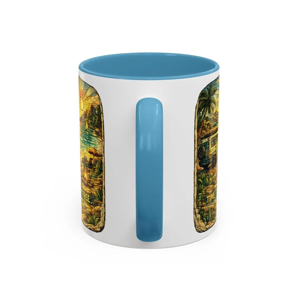 Accent Coffee Mug (11, 15oz) — "Time To Roam Free" Design Cubic-Line