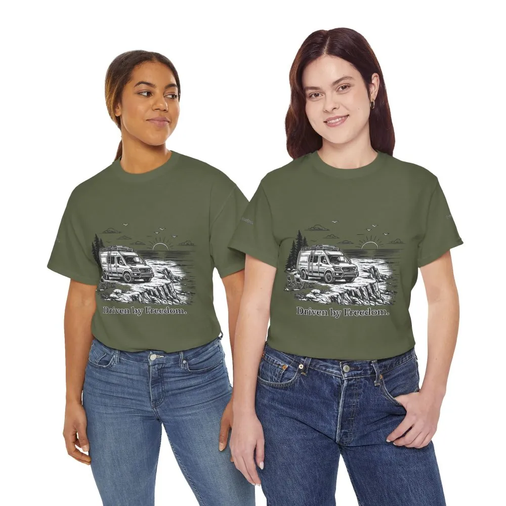 5316459092330485199_2048.jpeg Unisex Heavy Cotton Tee — ""Driven By Freedom" Design Minimal-Line