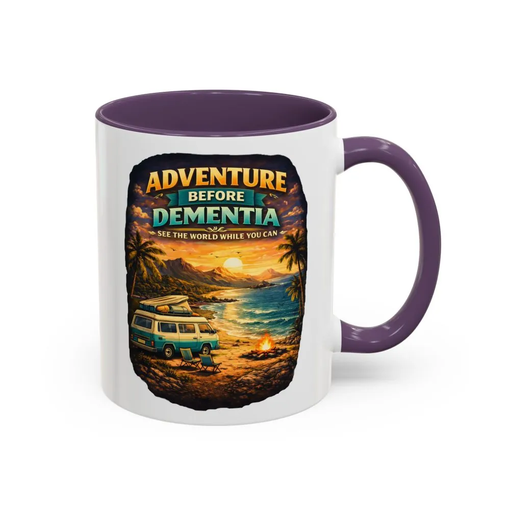 Accent Coffee Mug (11, 15oz) — "Adventure Before Dementia" Design Scenic-Line