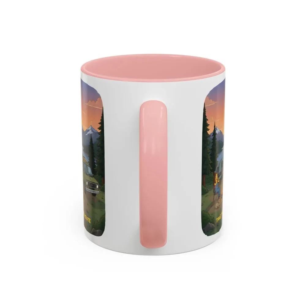Accent Coffee Mug (11, 15oz) — "Take The Scenic Route" Design Sitcom-Line
