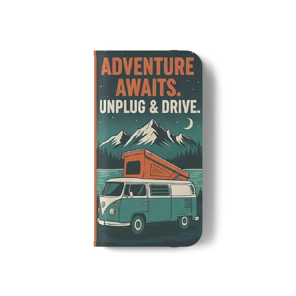 Flip Phone Case — "Adventure Awaits, Fuel Your Journey, Not the WiFi" Wallet Cover