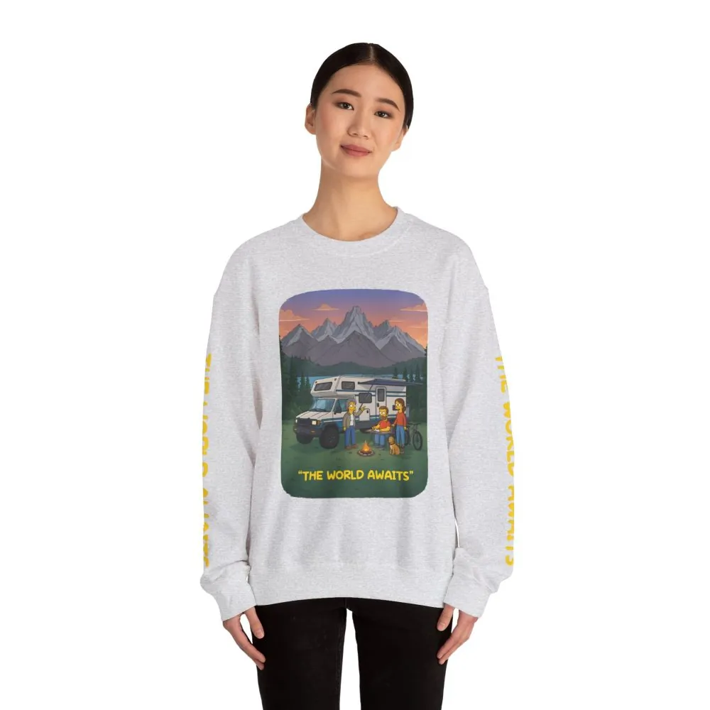 5367436959087257694_2048.jpeg Unisex Heavy Blend™ Crewneck Sweatshirt — "The World Awaits" Design Sitcom-Line