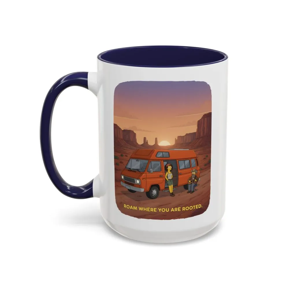 Accent Coffee Mug (11, 15oz) — "Roam Where You Are Rooted" Design Sitcom-Line