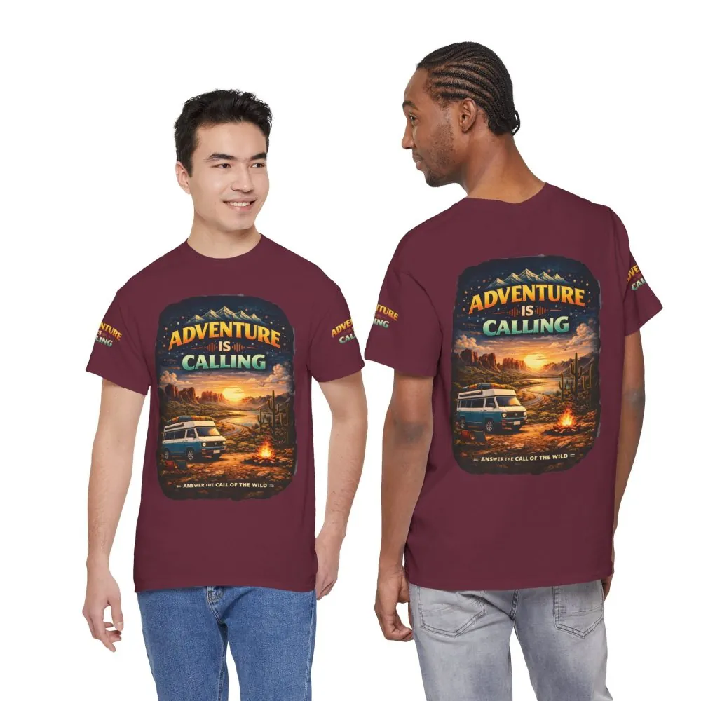 5382272037855299218_2048.jpeg Unisex Heavy Cotton Tee — "Adventure Is Calling" Design Scenic-Line