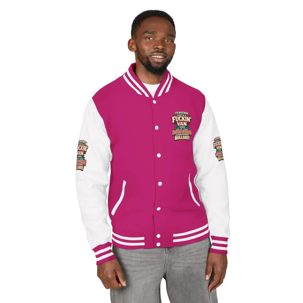 5385938401338919755_2048.jpeg Unisex Heavyweight Letterman Jacket — "I´d Rather Sleep in A Fucking Van" Design F**K-Line