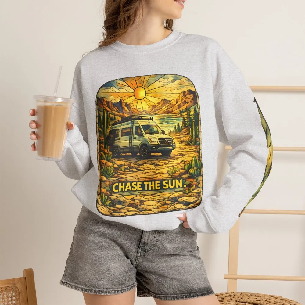 5399088162457859664_2048.jpeg Unisex Heavy Blend™ Crewneck Sweatshirt — "Chase The Sun" Design Cubic-Line