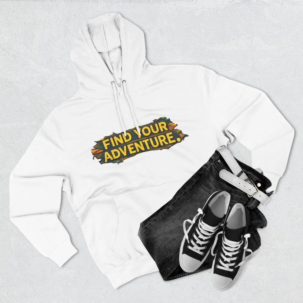 Three-Panel Fleece Hoodie - ""Find Your Adventure"" Design Cubic-Line
