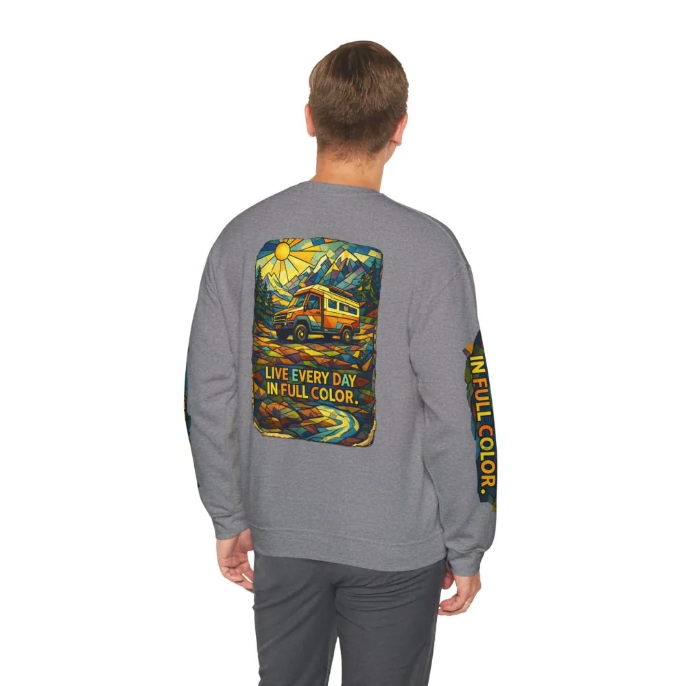 5425022404100867457_2048.jpeg Unisex Heavy Blend™ Crewneck Sweatshirt — "Live Every Day InFull Color" Design Cubic-Line