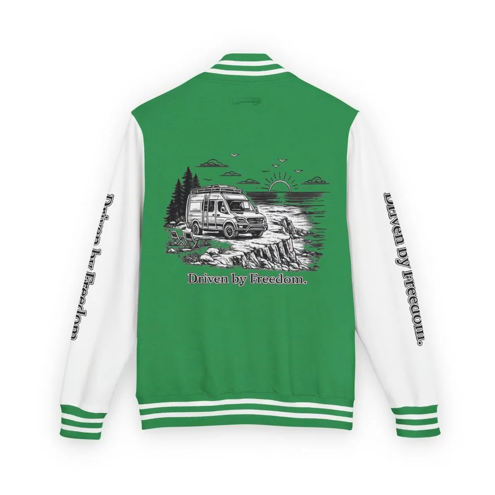 5429193418641993881_2048.jpeg Unisex Heavyweight Letterman Jacket — "Driven By freedom" Travel Varsity Coat