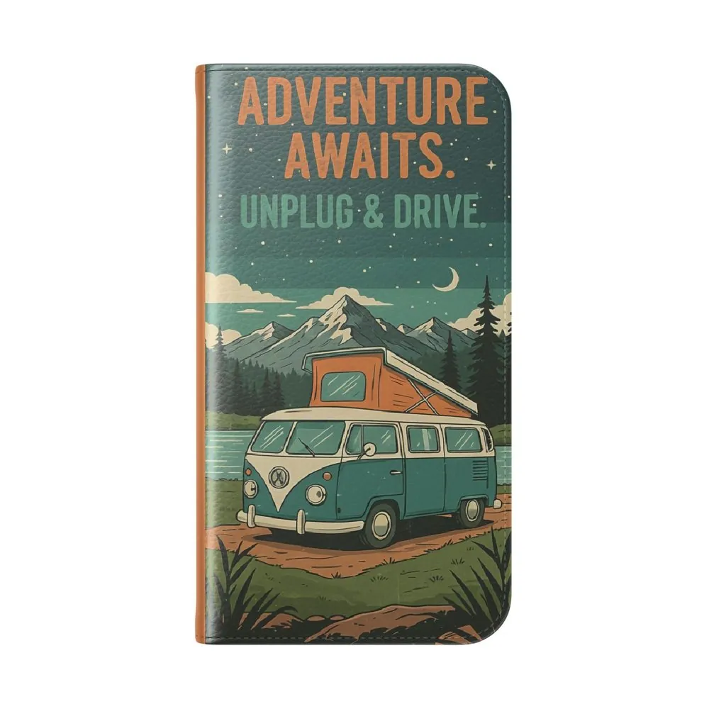 5435068175659437899_2048.jpeg Flip Phone Case — "Adventure Awaits Unplug & Drive" Wallet Case