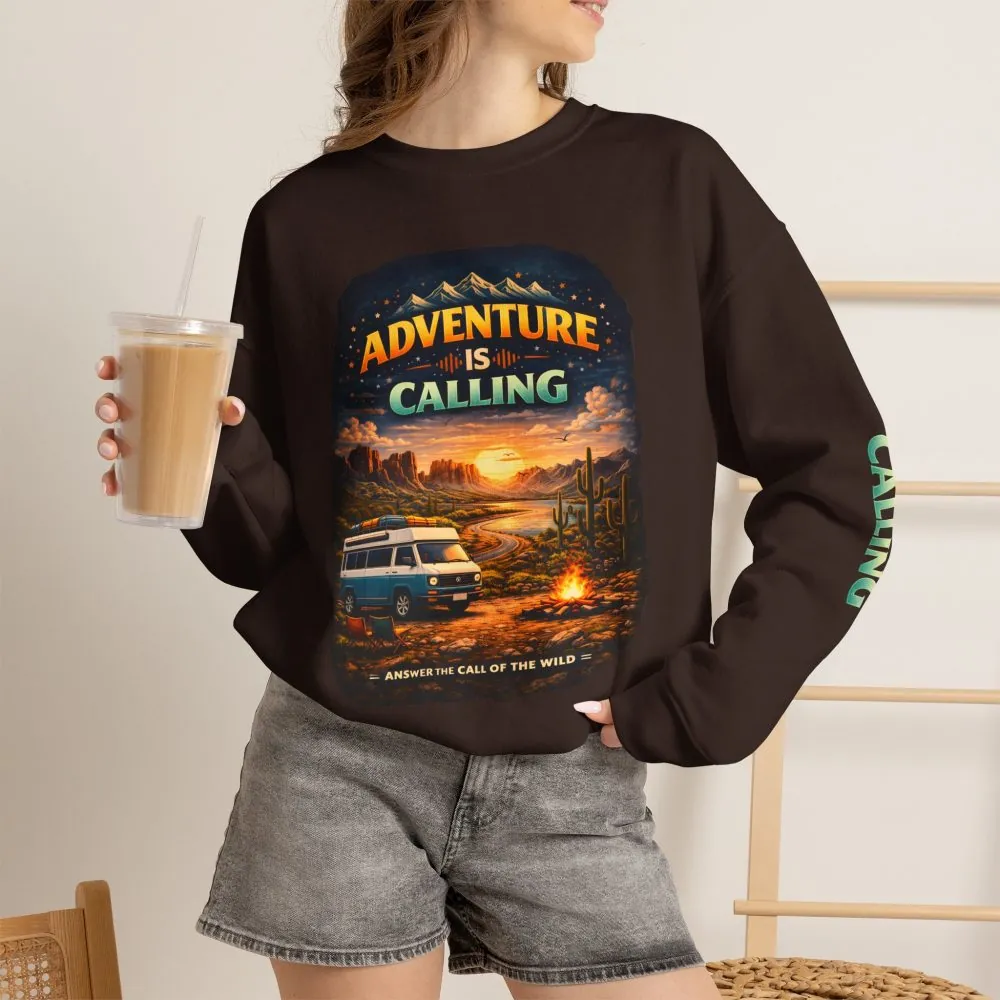 5452805545663195953_2048.jpeg Unisex Heavy Blend™ Crewneck Sweatshirt — "Adventure Is Calling" Design Scenic-Line