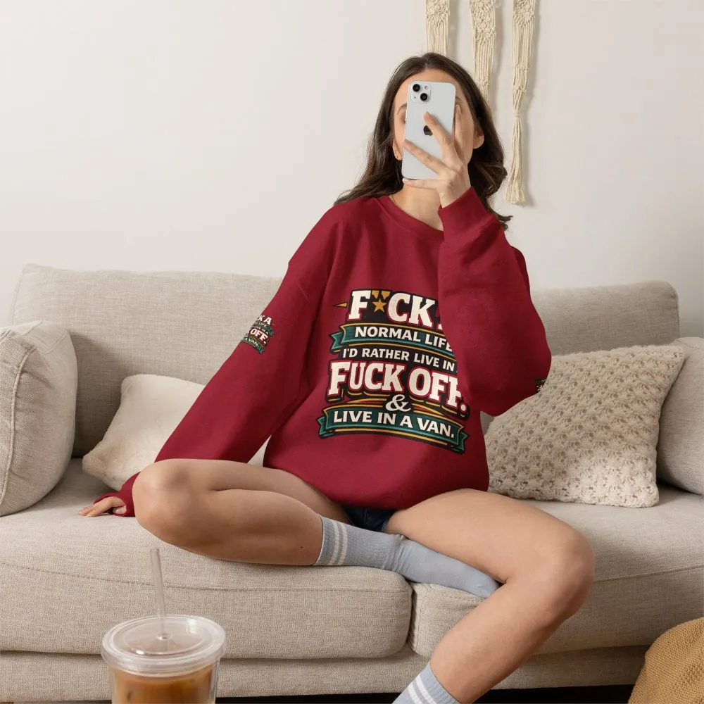 5456918218929161463_2048.jpeg Unisex Heavy Blend™ Crewneck Sweatshirt — "Fuck A Normal Life" Design F**K-Line