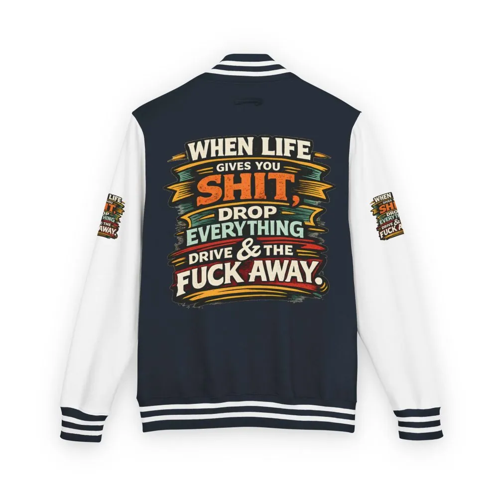 5460152483850241265_2048.jpeg Unisex Heavyweight Letterman Jacket — "When Live Gives You Shit" Design F**K-Line