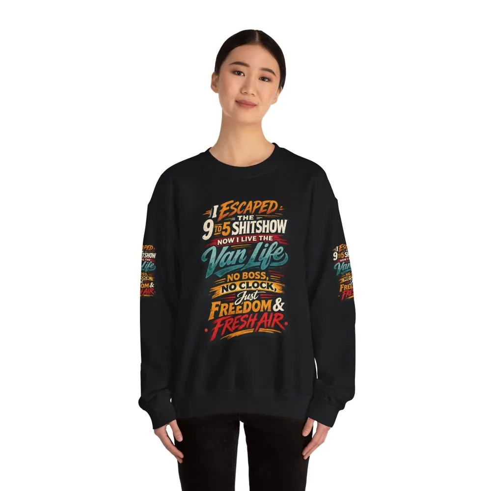 Unisex Heavy Blend™ Crewneck Sweatshirt — "I Escaped The 9 To 5" Design F**K-Line