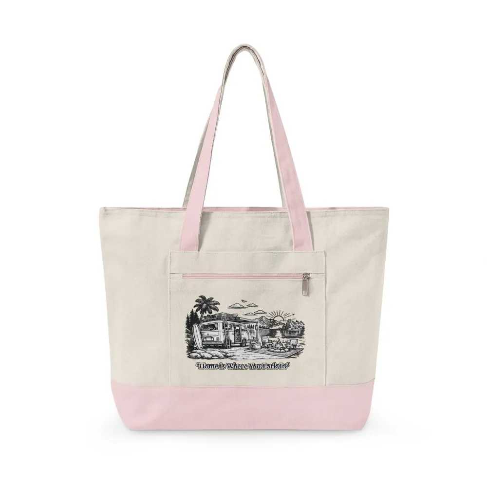 5461691670011612237_2048.jpeg Zippered Canvas Tote — "Adventure Is Where You park It" (Design Minimal-Line)
