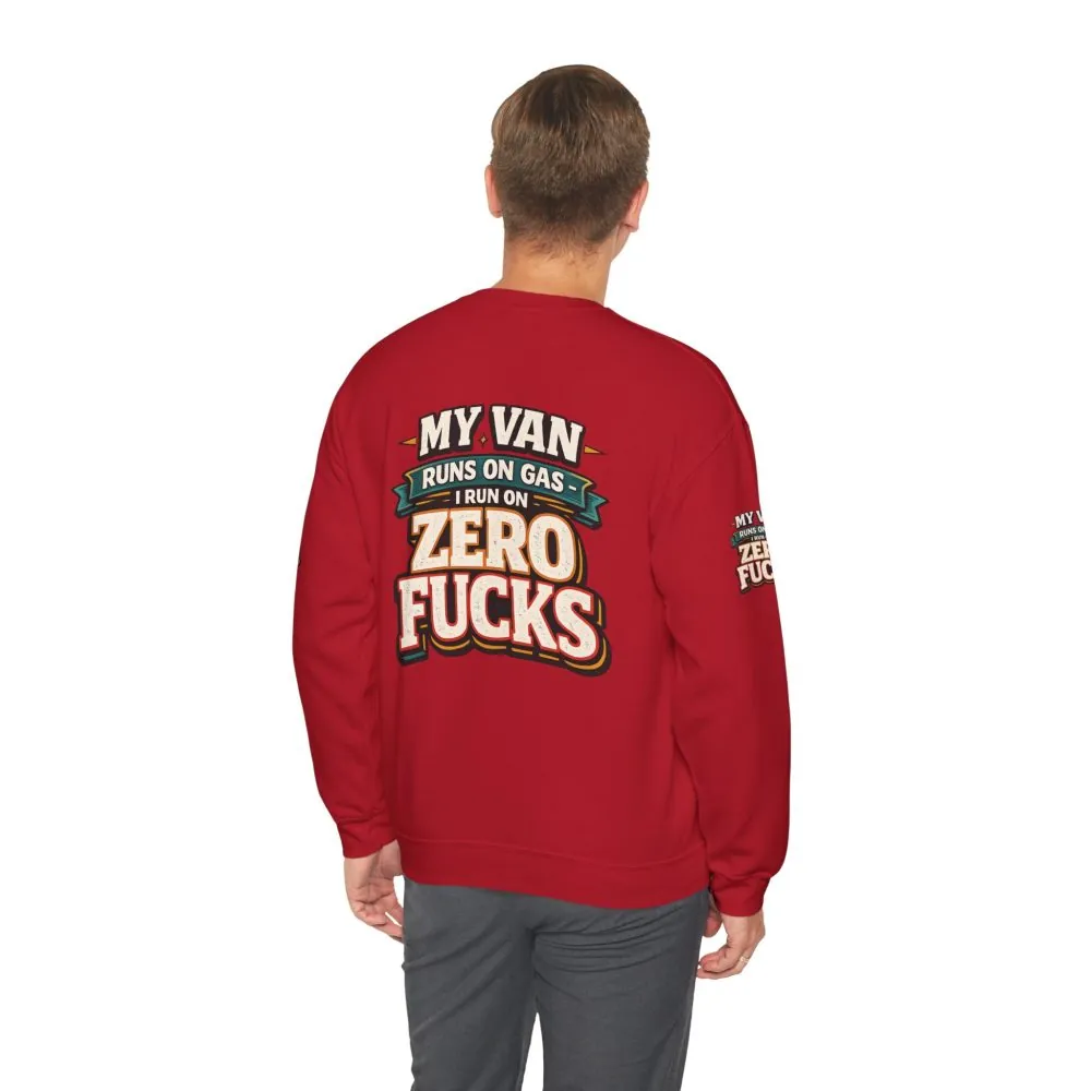 Unisex Heavy Blend™ Crewneck Sweatshirt — "My Van Runs On Gas" Design F**K-Line