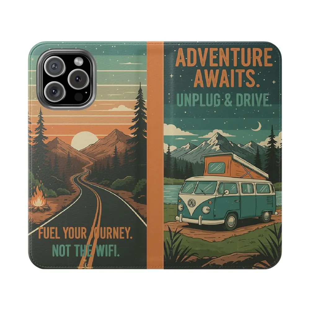 5465060705535682409_2048.jpeg Flip Phone Case — "Adventure Awaits Unplug & Drive" Wallet Case