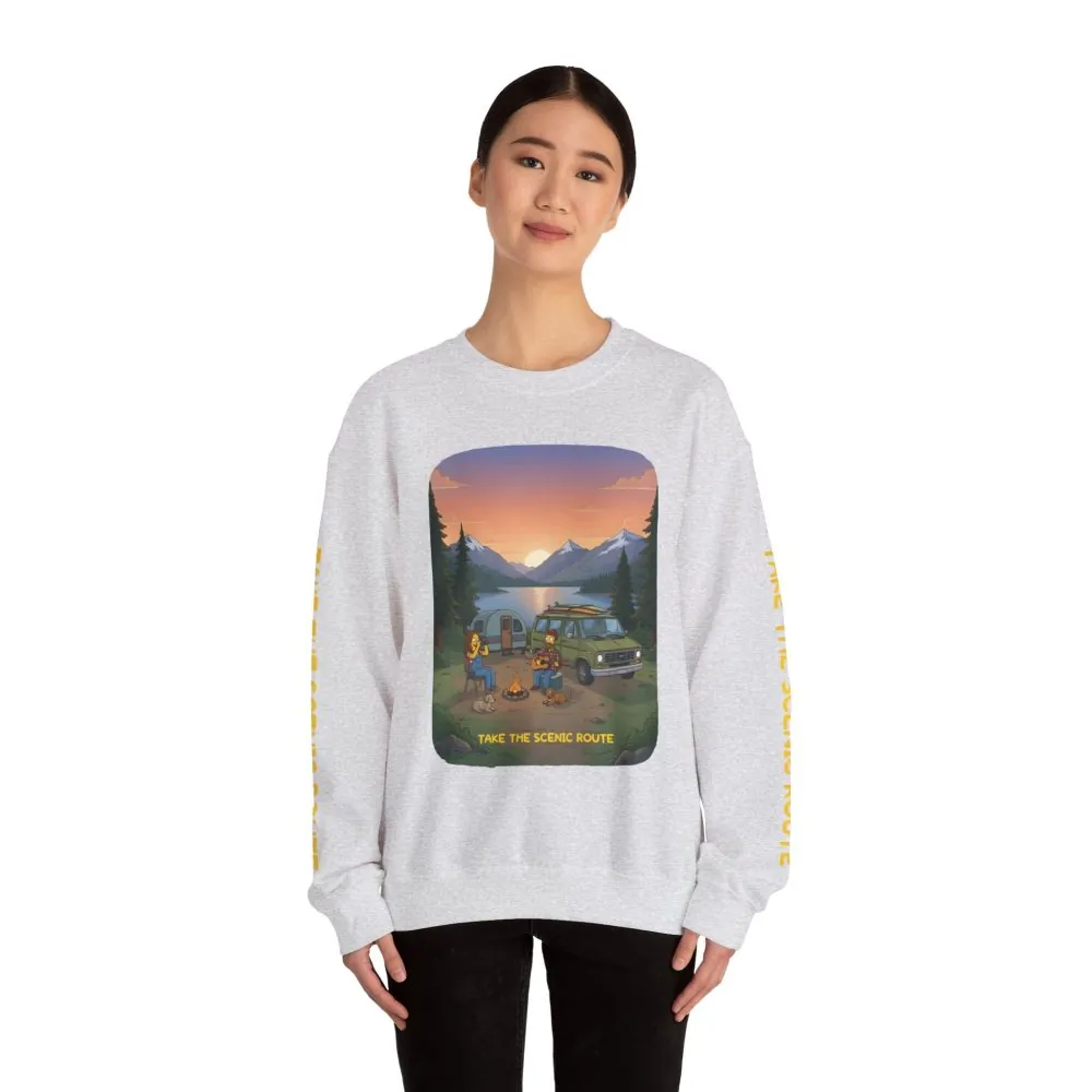 Unisex Heavy Blend™ Crewneck Sweatshirt — "Take The Scenic Route" Design Sitcom-Line