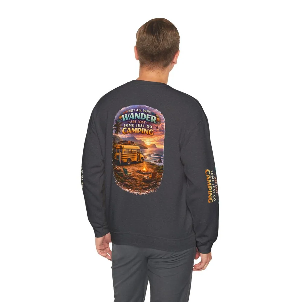 Unisex Heavy Blend™ Crewneck Sweatshirt — "Not All Who Wander Are Lost" Design Scenic-Line