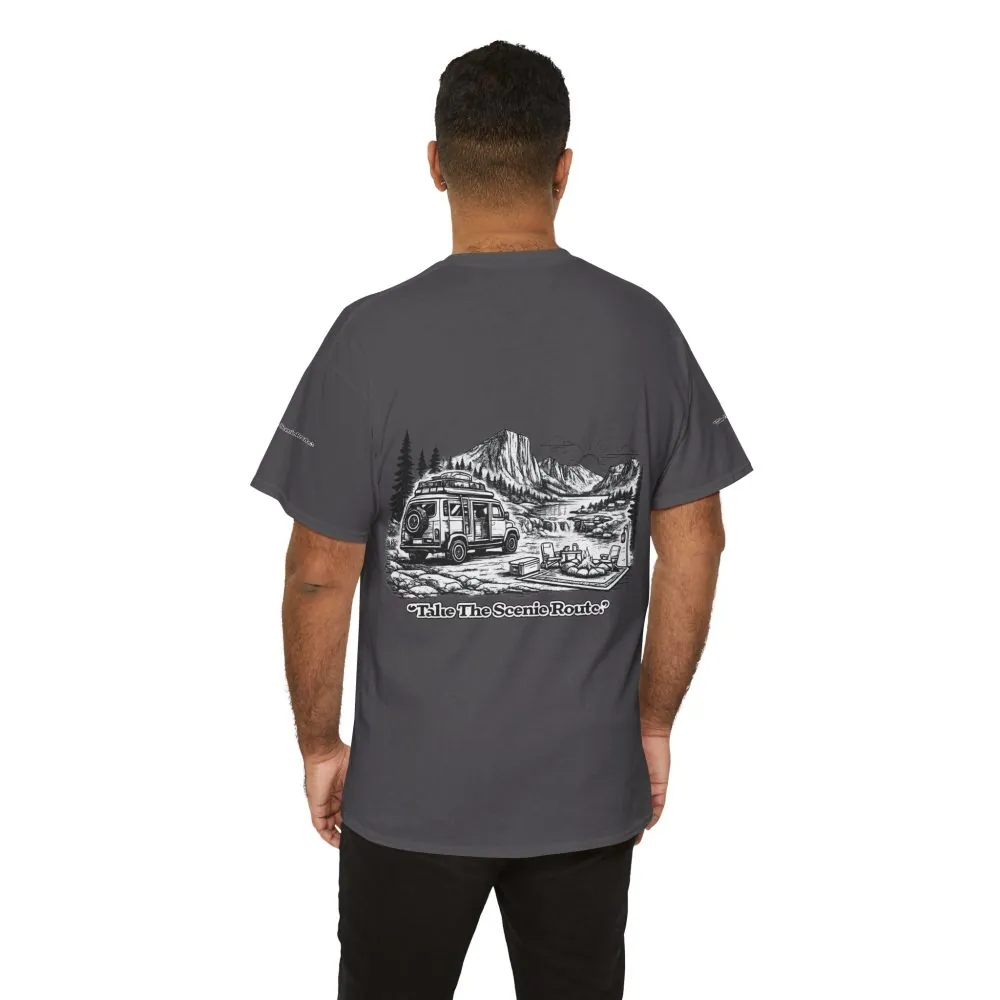5487996255673599678_2048.jpeg Unisex Heavy Cotton Tee — "Take The Scenic Route" Design Minimal-Line