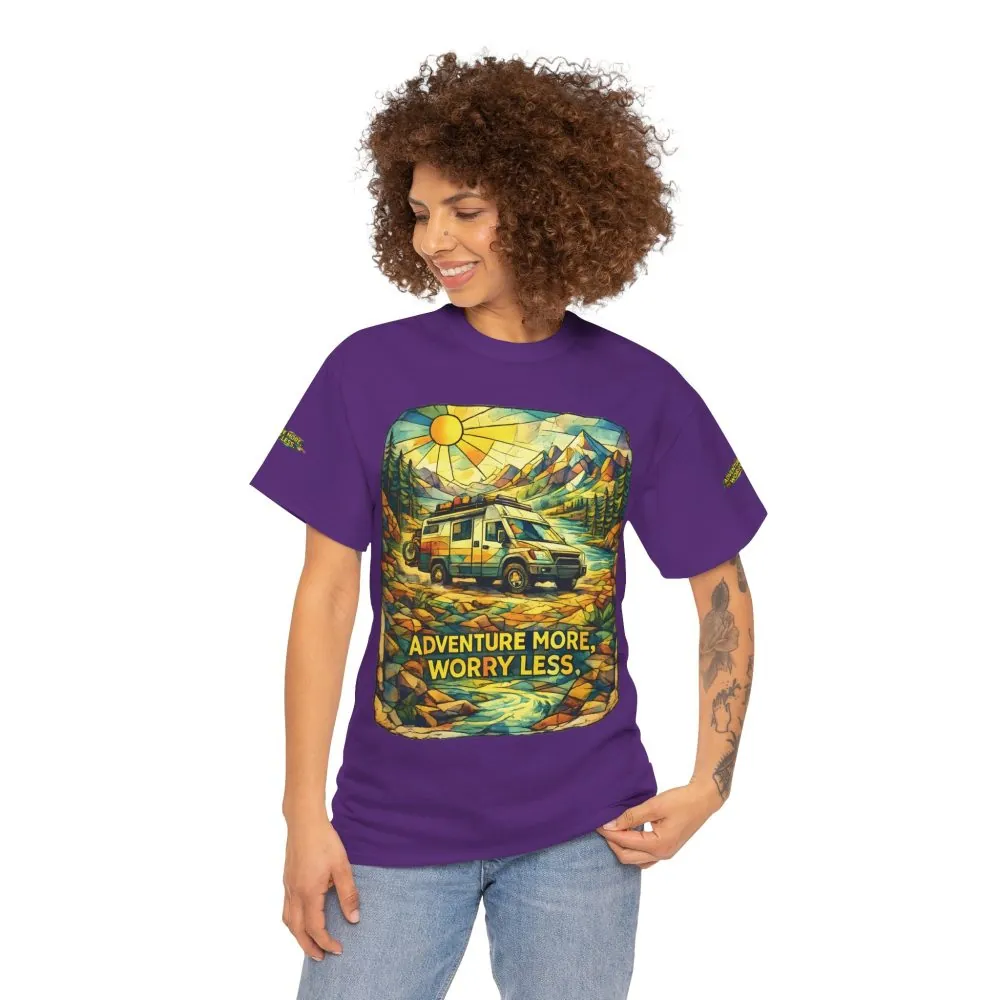 5489472432930814393_2048.jpeg Unisex Heavy Cotton Tee — "Adventure More Worry Less" Design Cubic-Line