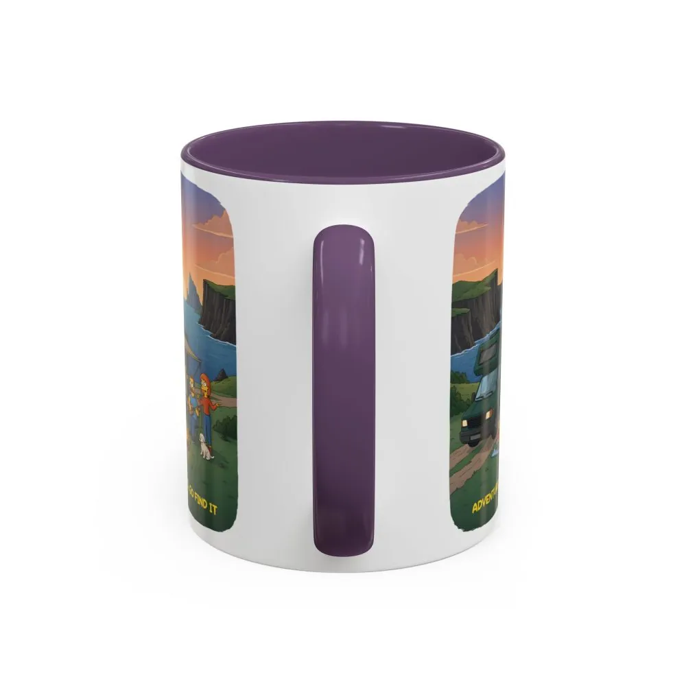 Accent Coffee Mug (11, 15oz) — "Adventure Awaits-Go Find It"" Design Sitcom-Line