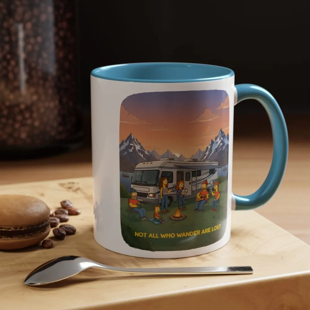 Accent Coffee Mug (11, 15oz) — "Not All Who Wander Are Lost" Design Sitcom-Line