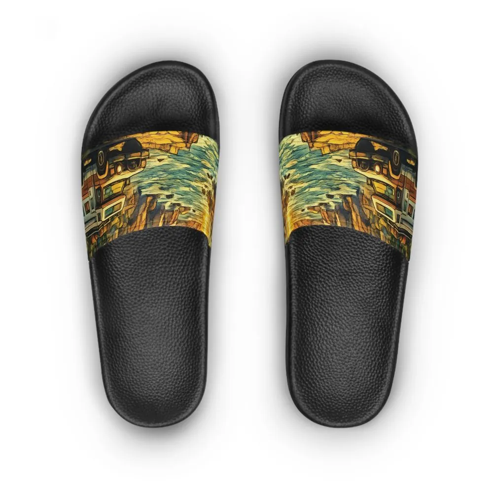 Women's Slide Sandals - Vintage Camper Slides (Cubic-Line)