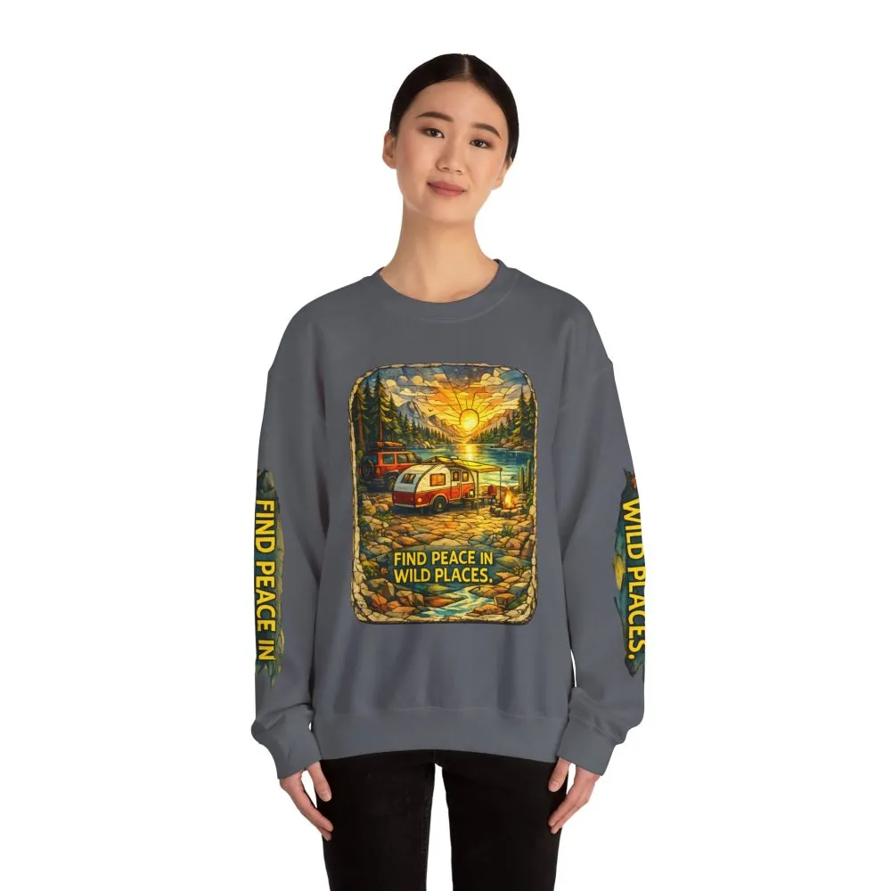 551258567963539322_2048.jpeg Unisex Heavy Blend™ Crewneck Sweatshirt — "Find Peace In Wild Places" Design Cubic-Line