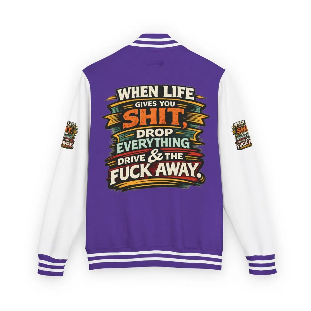 5525236498036998912_2048.jpeg Unisex Heavyweight Letterman Jacket — "When Live Gives You Shit" Design F**K-Line
