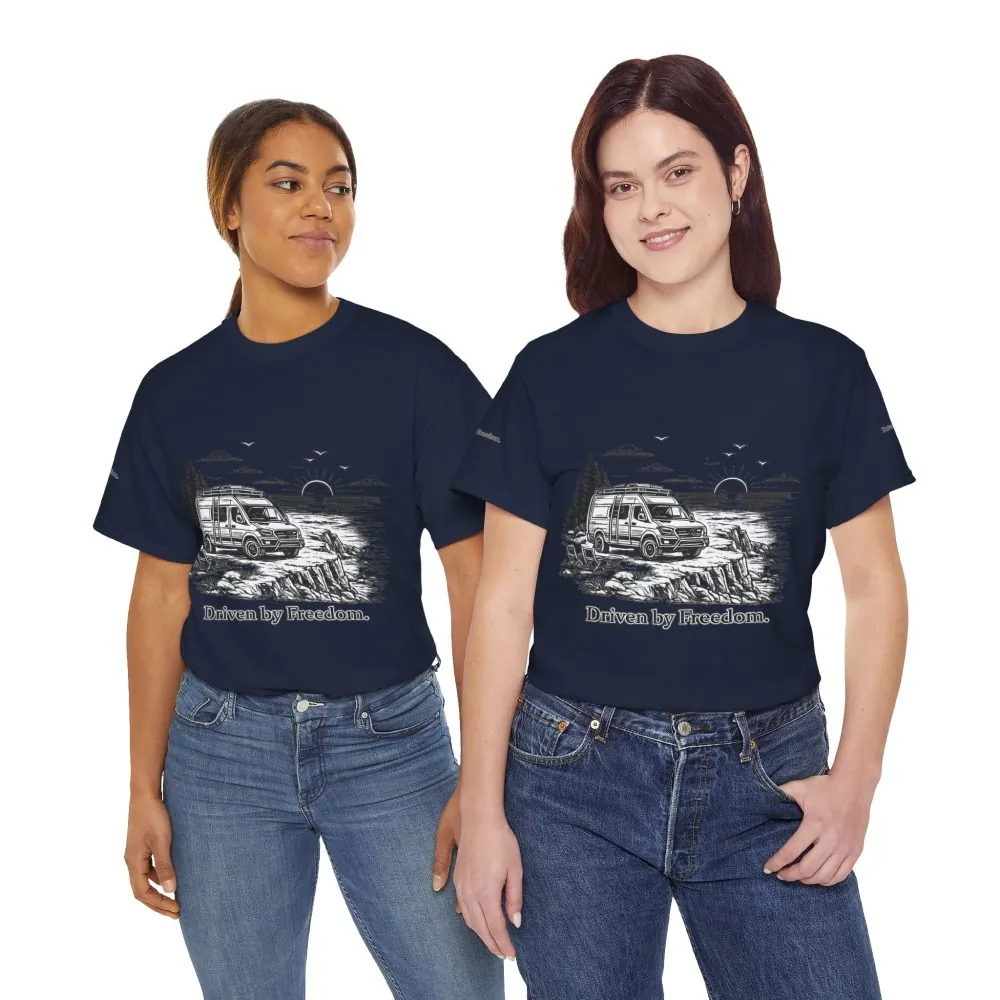 5525306523546316530_2048.jpeg Unisex Heavy Cotton Tee — ""Driven By Freedom" Design Minimal-Line