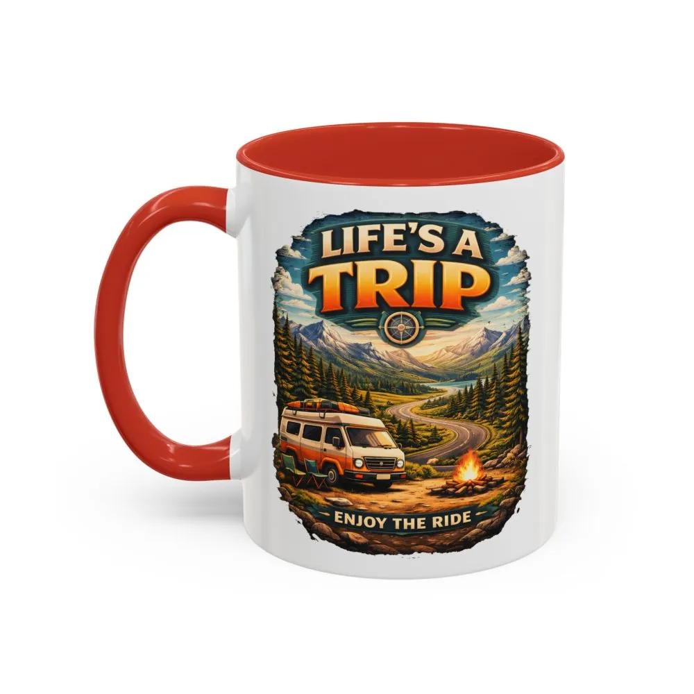 Accent Coffee Mug (11, 15oz) — "Life s A Trip" Design Scenic-Line