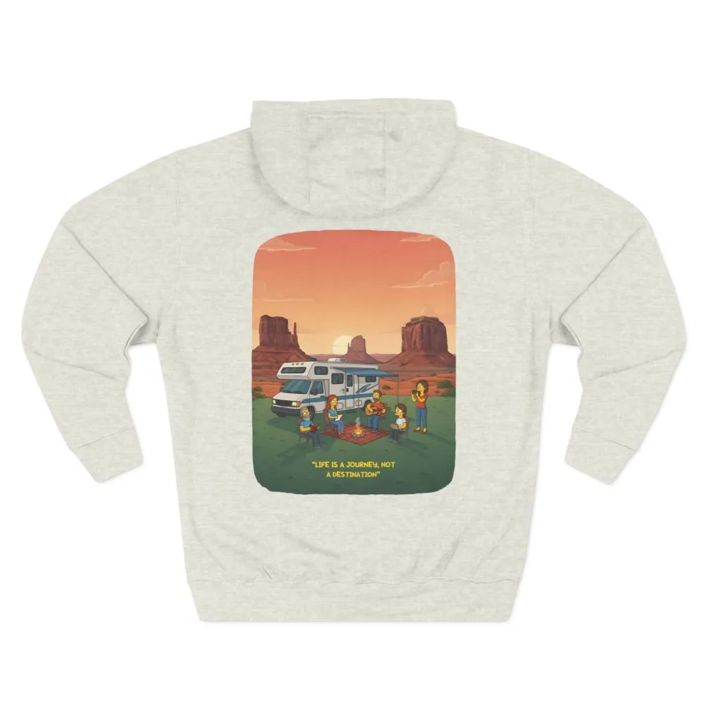 Three-Panel Fleece Hoodie - "Life Is A Journey-Not A Destination" Design Sitcom-Line